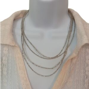 Elegant Silver Toned Layered Necklace